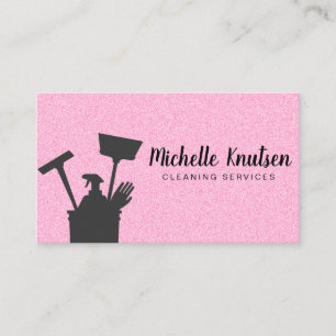 Professional House Cleaning Service Hot Pink Business Card