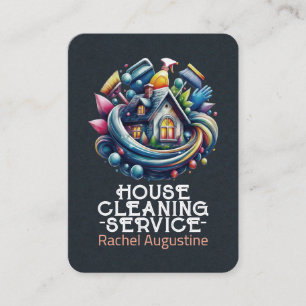 Professional House Cleaning Service Housekeeping Business Card