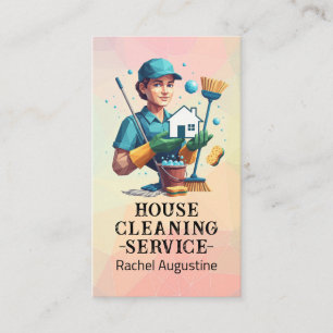 Professional House Cleaning Service Housekeeping Business Card