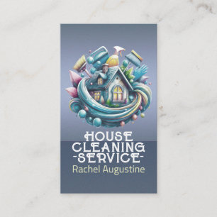 Professional House Cleaning Service Housekeeping Business Card
