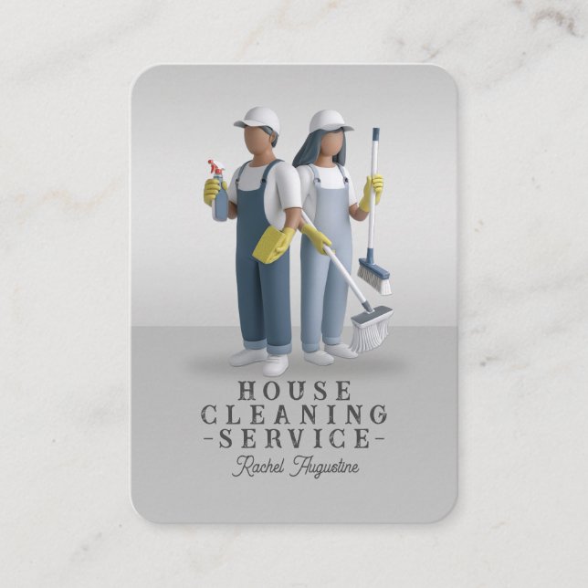 Professional House Cleaning Service Housekeeping Business Card (Front)