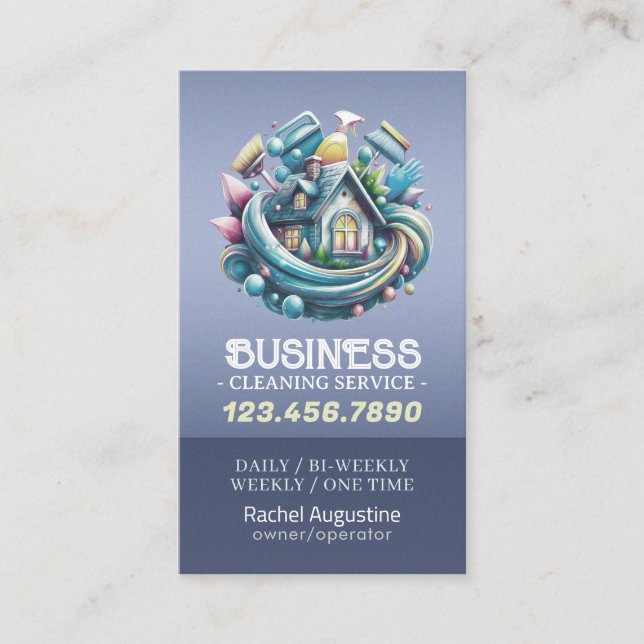 Professional House Cleaning Service Housekeeping Business Card (Front)