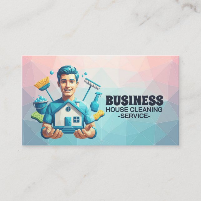 Professional House Cleaning Service Housekeeping Business Card (Front)