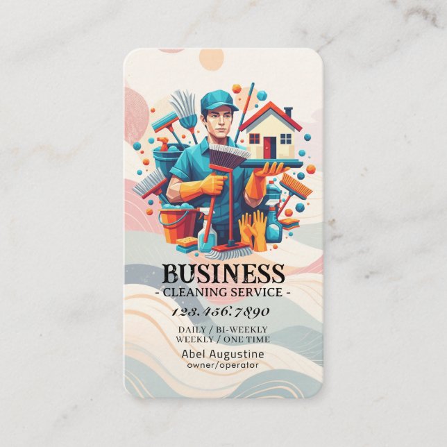 Professional House Cleaning Service Housekeeping Business Card (Front)