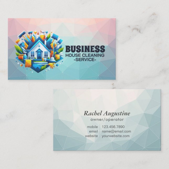 Professional House Cleaning Service Housekeeping Business Card (Front/Back)