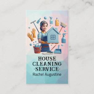 Professional House Cleaning Service Housekeeping Business Card