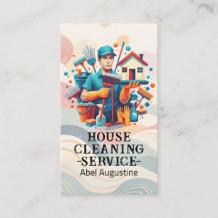 Professional House Cleaning Service Housekeeping Business Card