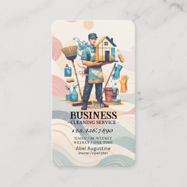 Professional House Cleaning Service Housekeeping Business Card (Front)