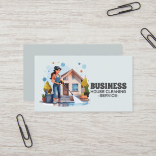 Professional House Cleaning Service Housekeeping Business Card