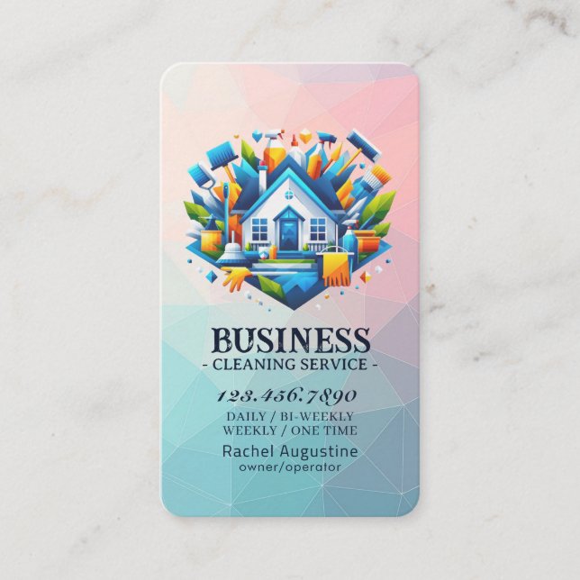 Professional House Cleaning Service Housekeeping Business Card (Front)