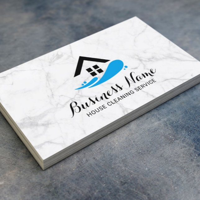 Professional House Cleaning Service Modern Marble Business Card (Creator Uploaded)