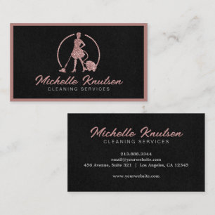 Professional House Cleaning Service pink glitter Business Card