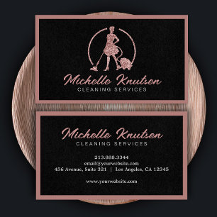 Professional House Cleaning Service pink glitter Business Card