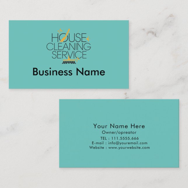 Professional House Cleaning Services Business Card (Front/Back)
