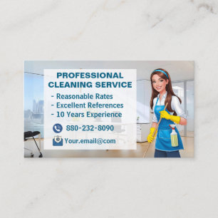 Professional House Cleaning Services Janitorial Business Card