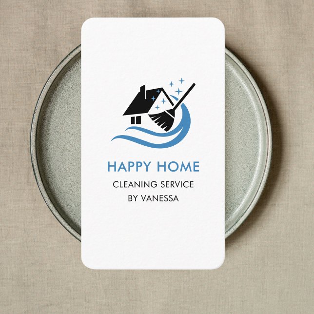 Professional House Cleaning Services Logo Qr Code Business Card (Creator Uploaded)