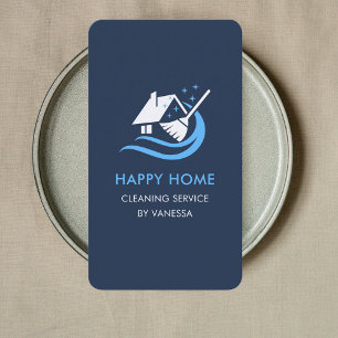 Professional House Cleaning Services Logo Qr Code Business Card