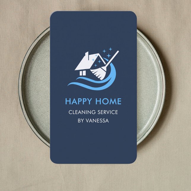 Professional House Cleaning Services Logo Qr Code Business Card (Creator Uploaded)