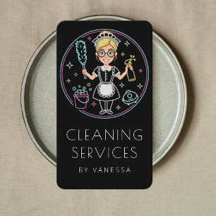 Professional House Cleaning Services Maid Branding Business Card