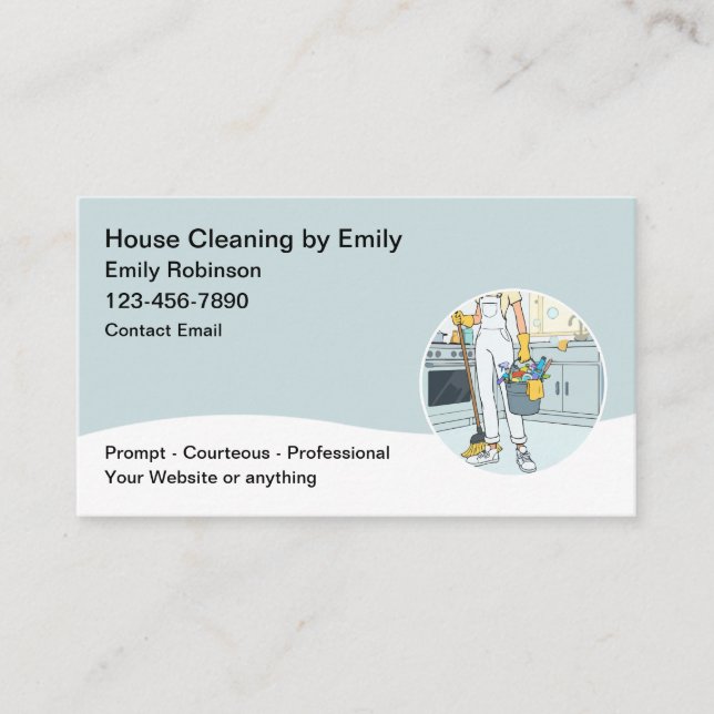Professional House Cleaning Services Modern Business Card (Front)
