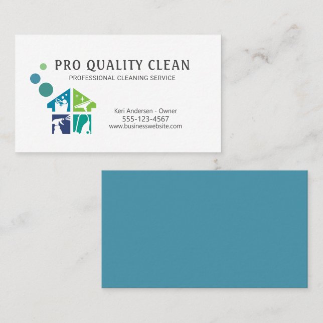 Professional House Cleaning Supply Cleaner Service Business Card (Front/Back)