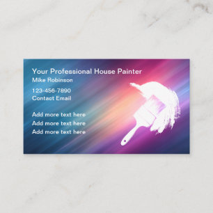 Professional House Painter Colorful Paint Brush Business Card