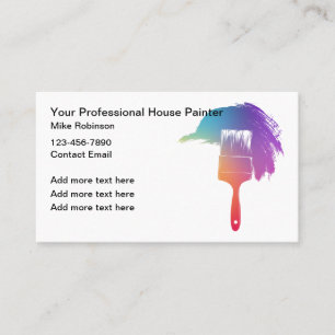 Professional House Painter Colourful Paint Brush Business Card