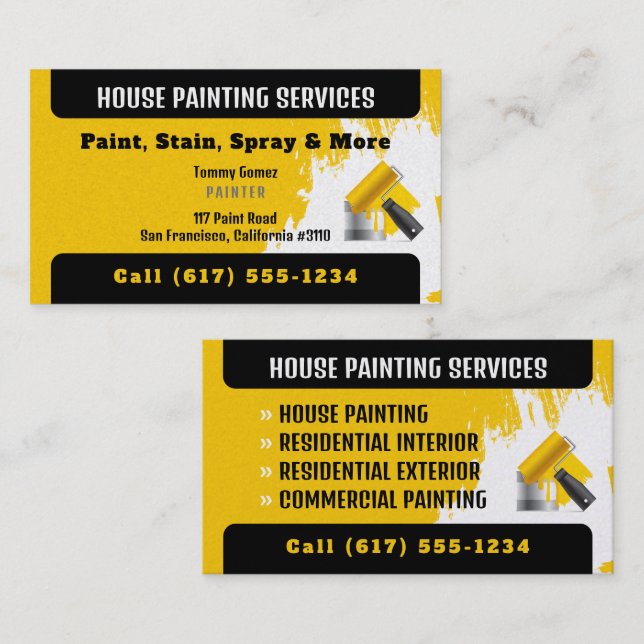 Professional House Painting Services | Paint Business Card (Front/Back)