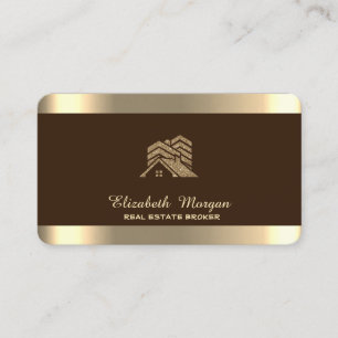 Professional House Roof Real Estate Brown Business Card
