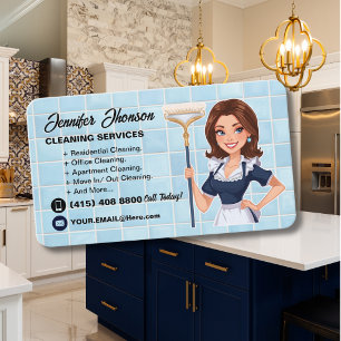 Professional Housekeeper Cleaning Service Maid Business Card