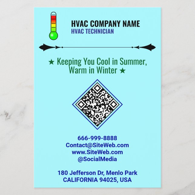 Professional HVAC Flyers (QR Code, Logo & Slogan) (Front)