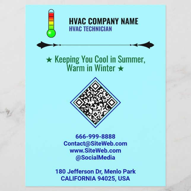 Professional HVAC Flyers (QR Code, Logo & Slogan) (Front)