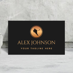 Professional Ice Hockey Coach Gold & Black Logo Business Card