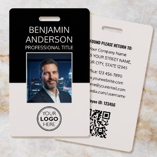 Professional ID Photo Logo Employee Off-White Badge