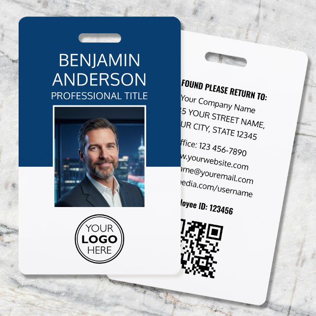 Professional ID Photo Logo Employee Staff Navy ID Badge (Creator Uploaded)