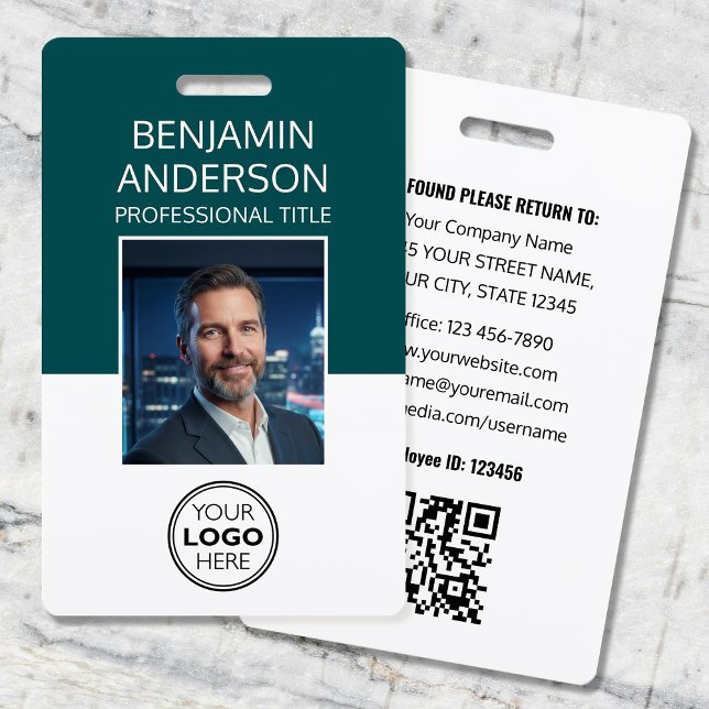 Professional ID Photo Logo Employee Staff Teal Badge (Creator Uploaded)