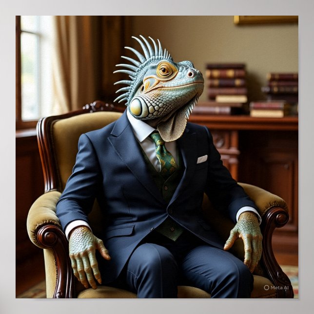 Professional Iguana in a Business Suit Poster (Front)
