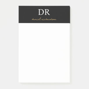 Professional Initial & Gold Script Name Monogram Post-it Notes