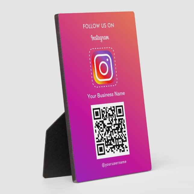 Professional Instagram Logo Follow Me Qr Code Plaque (Side)