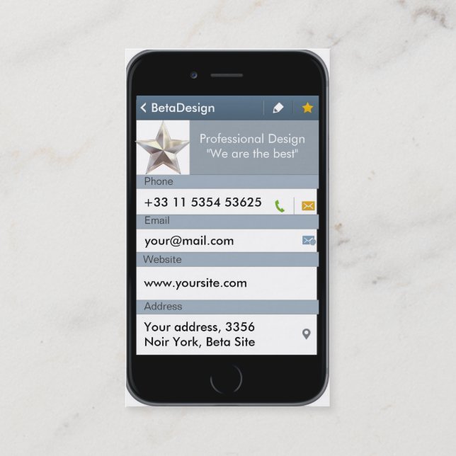 Professional iPhone 6 Contact page Design Business Card (Back)
