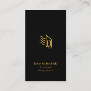 Professional  Ironing Services Black Gold elegant Business Card