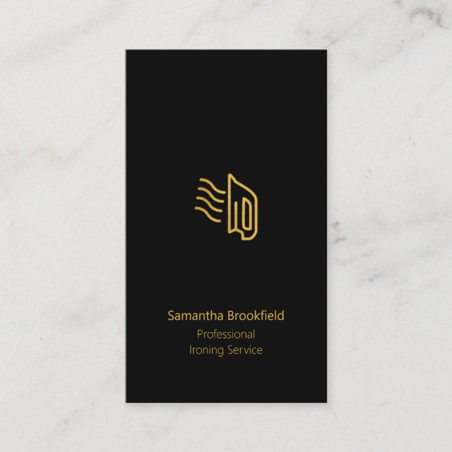 Professional  Ironing Services Black Gold elegant Business Card (Front)