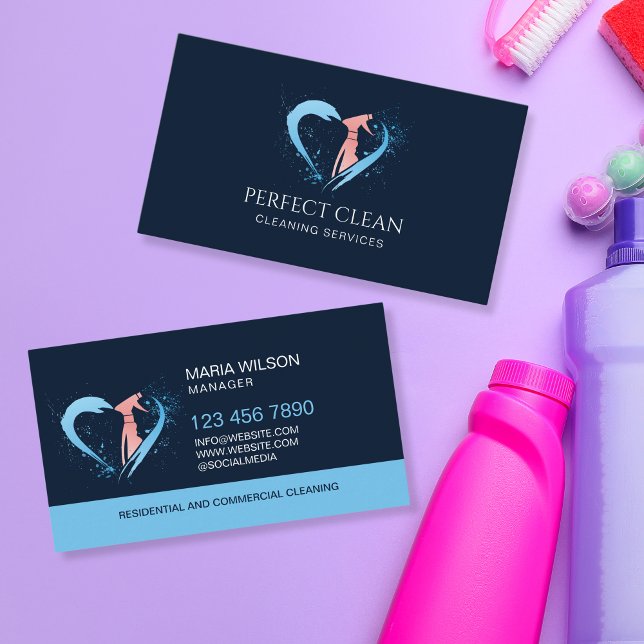 Professional Janitorial House Cleaning Services Business Card (Creator Uploaded)