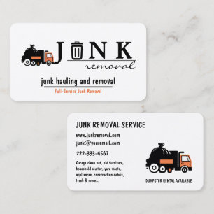 Professional Junk Hauling Trash Removal Business Card