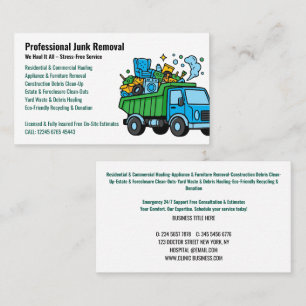 Professional Junk Removal & Hauling Services Business Card