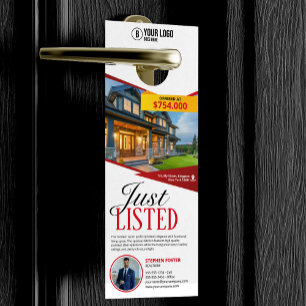 Professional Just Listed Real Estate Agent Broker  Door Hanger