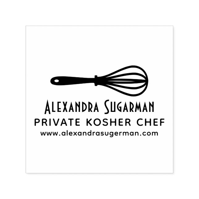 Professional Kosher Chef, Whisk Business Logo Self-inking Stamp (Design)