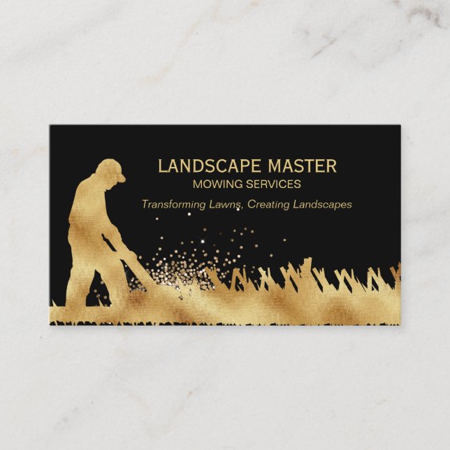 Professional Landscape Lawn Care Mowing Gardening Business Card (Front)