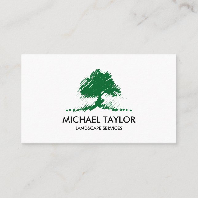 professional landscape tree service and lawn care business card (Front)