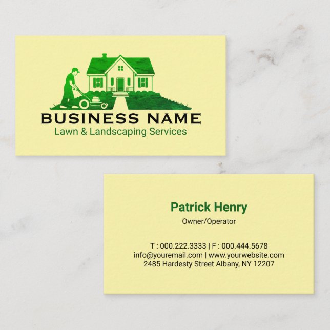 Professional Landscaping Green Home Business Card (Front/Back)
